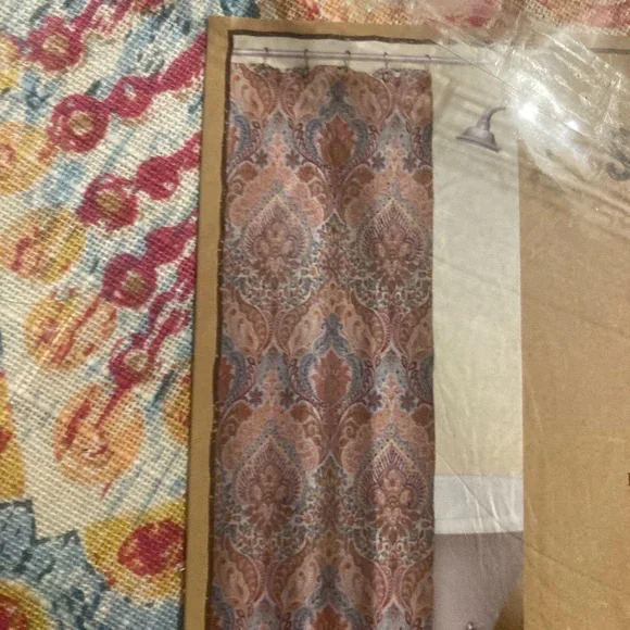 Cost Plus World Market Blue and Red Shower Curtain - Picture 3 of 3